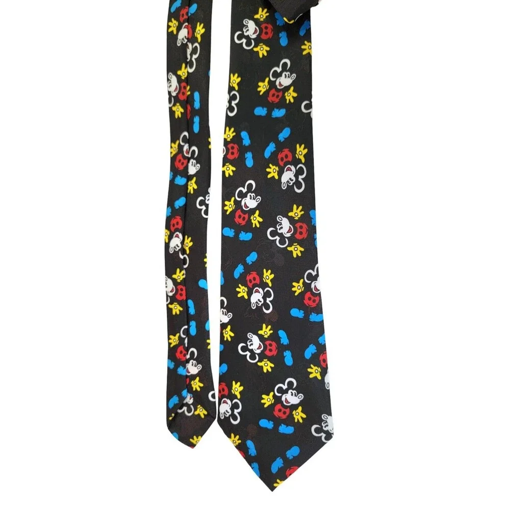 Disney Mickey Mouse Graphic Mens Tie Black Necktie Dance 54”